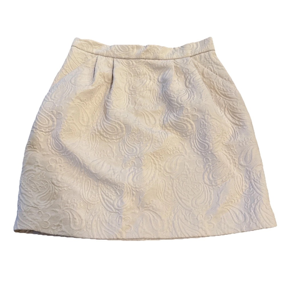 HM womens‎ pleated paisley Brocade  pattern Cream skirt size 10 NWT zip back